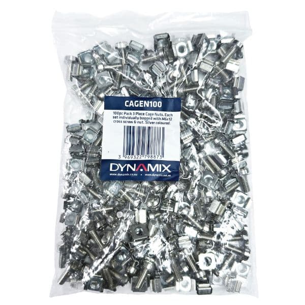 Dynamix DYNAMIX 100pc Pack, 3 Piece Cage Nut, Silver, M6, Supplied loose CAGEN100