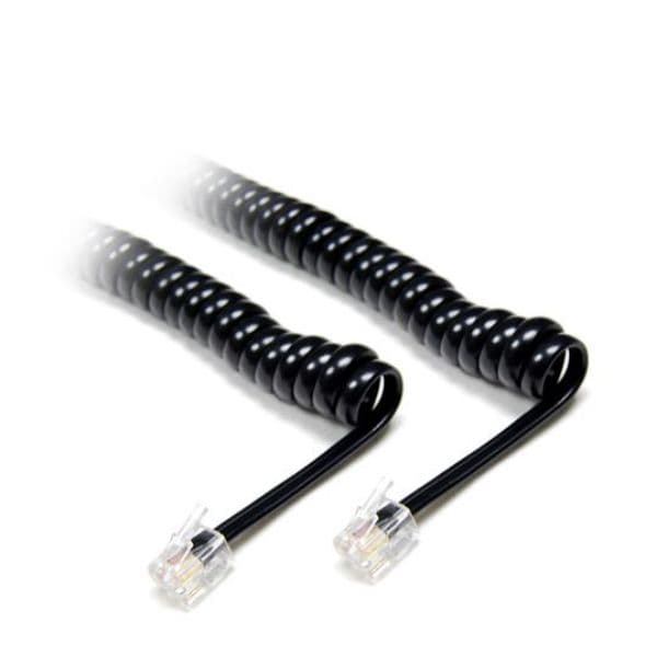Dynamix DYNAMIX Curly Handset Cord BLACK, 4 Wire RJ22 to RJ22 Cable. 370mm CHC-4W600BK