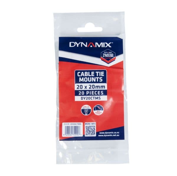 Dynamix 20 x 20mm Self Adhesive Natural Cable Ties Mount DY20CTMS