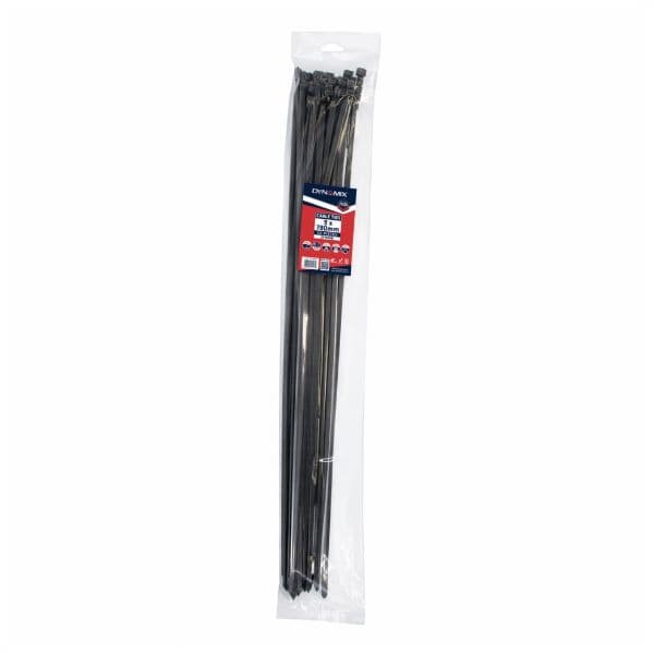 DYNAMIX 9 x 780mm UV Black Cable Ties Pack of 50 800N/81.6kgs DY7609B