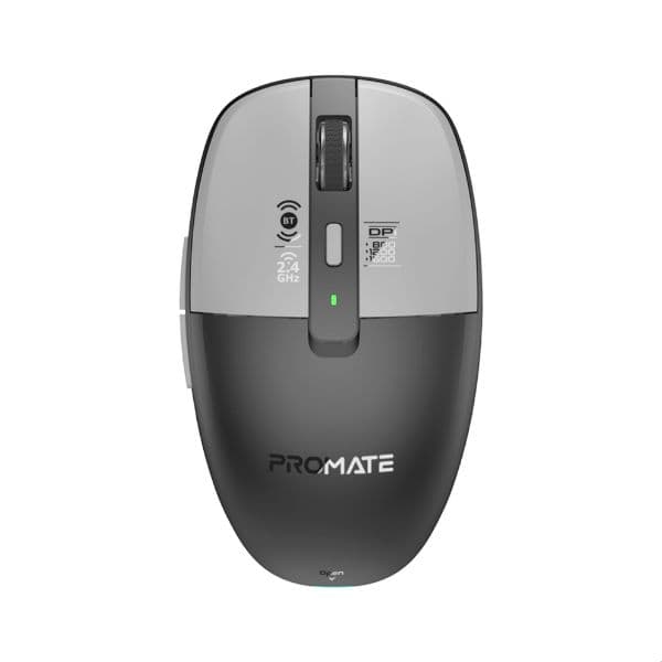 Promate PROMATE Dual-Mode Wireless Mouse With Rechargeable Battery. 2.4G & BT Connect FLIXI-GRY