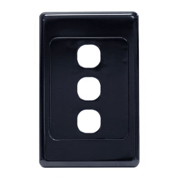 amdex AMDEX Switch Plate ONLY. 3 Gang Wall Face Plate (Accepts Clipsal FP-3PV2-BK