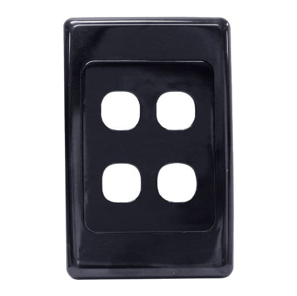 amdex AMDEX Switch Plate ONLY. 4 Gang Wall Face Plate (Accepts Clipsal FP-4PV2-BK