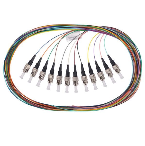 Dynamix DYNAMIX 2M ST Pigtail OM3 12x Pack Colour Coded, 900um Multimode FPT-OM3ST-12