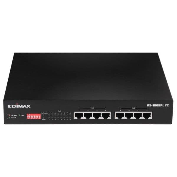 Edimax EDIMAX 8 Port Gigabit PoE+ Long Range Unmanaged Switch with DIP GS-1008PLV2