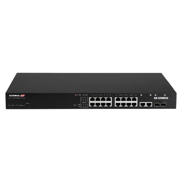 Edimax EDIMAX 18 Port Surveillance Long Range Gigabit PoE+ Web Smart Switch GS-5216PLC