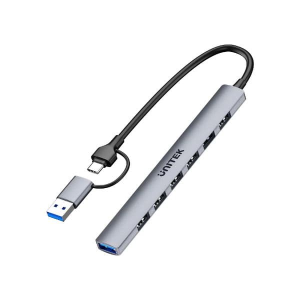 Unitek UNITEK 7-in-1 USB Multi-port Super Slim Hub with USB-C & A Connectors. H1209A