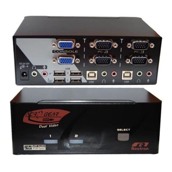 Rextron REXTRON Dual View 2 Port VGA/USB KVM Switch with Audio. KADG122