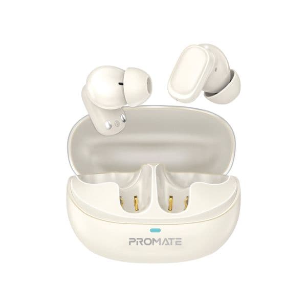 Promate In-Ear HD TWS BT Earbuds Intellitouch & 400mAh Charging Case. Ergonomic Fit LUSH-PRO-WHT