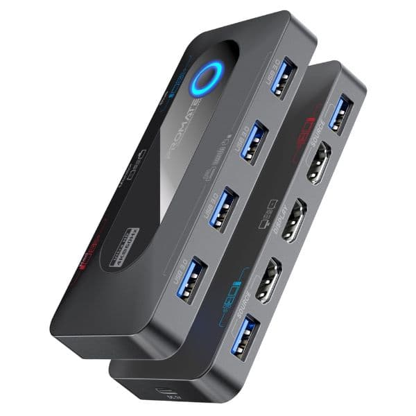 Promate PROMATE KVM Switch with 4x USB-A 3.0 5Gbps Outputs & 4x HDMI UHD MEDIASWITCH-KVM