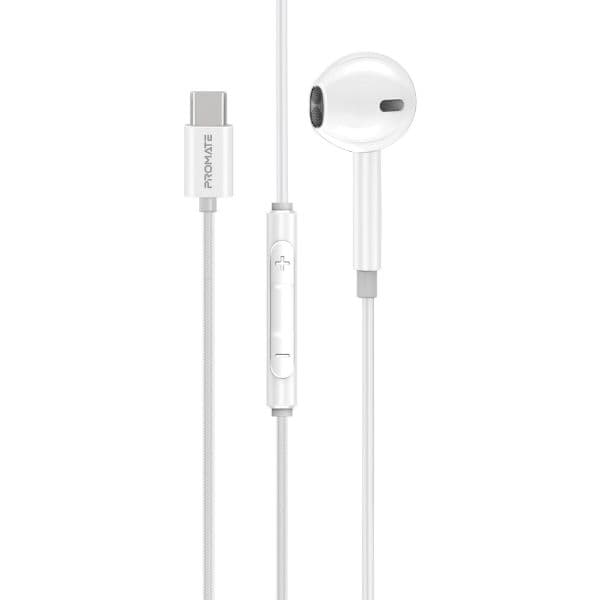 promate PROMATE Mono In-Ear Wired Earphone with USB-C Connector. MONOPOD-C-WHT