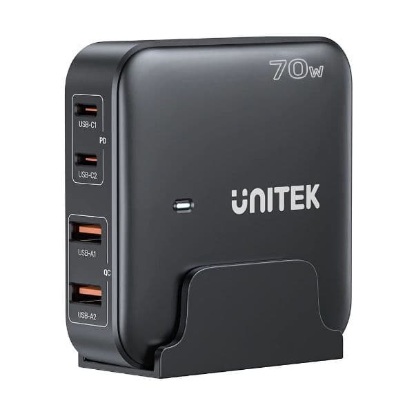 Unitek UNITEK 70W Desktop GaN Charging Station with 2x USB-C PD Ports & 2x P1228ABK