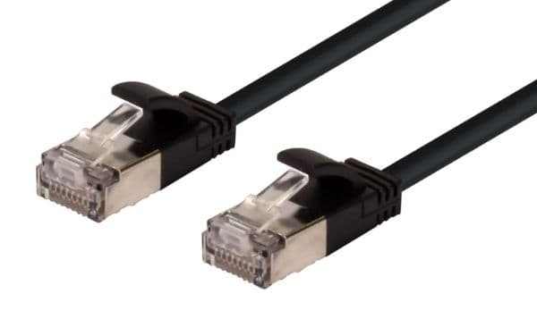 Dynamix 0.25m Cat6A S/FTP Black 10G LSZH Patch Lead 34AWG 802.3af Shielded Plug. PLSSK-C6A-0-25