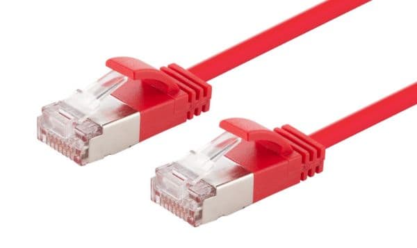 Dynamix 0.5m Cat6A S/FTP Red 10G LSZH Patch Lead 34AWG 802.3af Shielded Plug. PLSSR-C6A-0-5