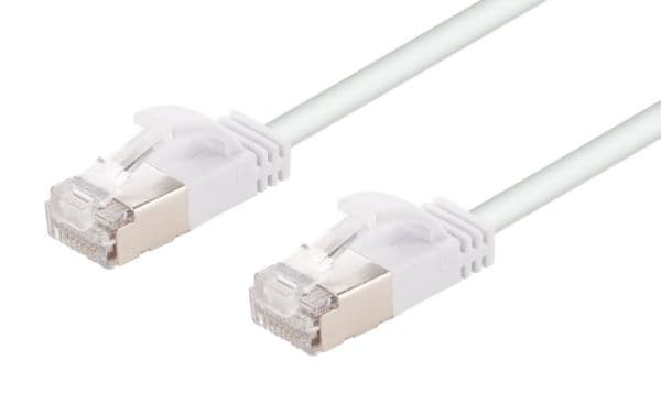 Dynamix 1.25m Cat6A S/FTP White 10G LSZH Patch Lead 34AWG 802.3af Shielded Plug. PLSSW-C6A-1-25