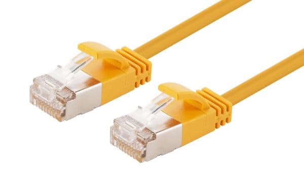 Dynamix 0.75m Cat6A S/FTP Yellow 10G LSZH Patch Lead 34AWG 802.3af Shielded Plug. PLSSY-C6A-0-75
