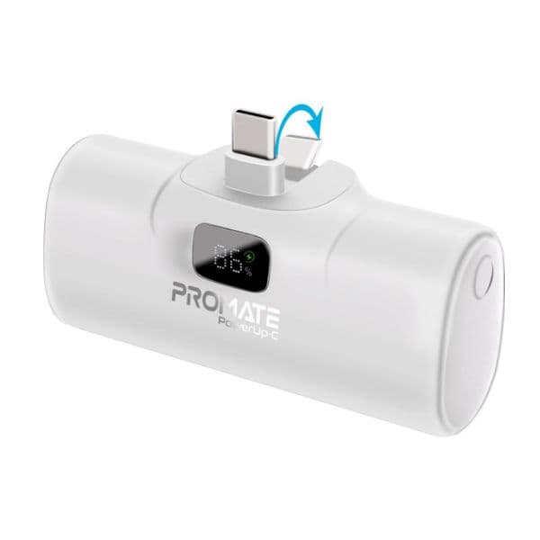 Promate PROMATE 5000mAh Ultra Compact 20W Power Bank with Built-in USB-C POWERUP-C-WHT