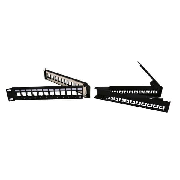 Dynamix DYNAMIX 24 Port Angled Unloaded Keystone Foldable Panel. 1RU, 19' PP-UKANG-24