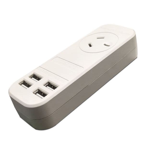 Jackson JACKSON 1x Outlet Power board with 4x USB Charging Outlets. 3.4A. 0.9m PT3USB3A