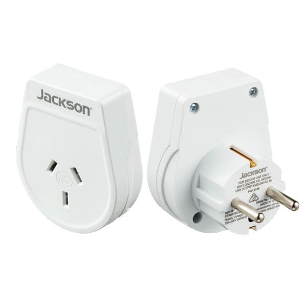 Jackson JACKSON Slim Outbound Travel Adaptor for use in Europe/Bali. PTA8810M