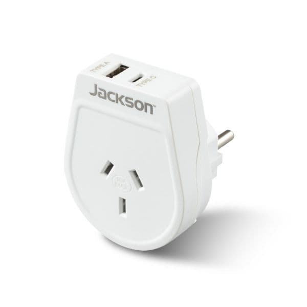 Jackson JACKSON Slim Outbound Travel Adaptor 1x USB-A and 1x USB-C PTA8810USBMC