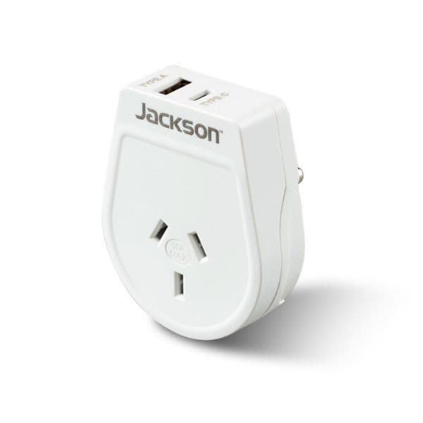 Jackson JACKSON Slim Outbound Travel Adaptor 1x USB-A and 1x USB-C PTA8814USBMC