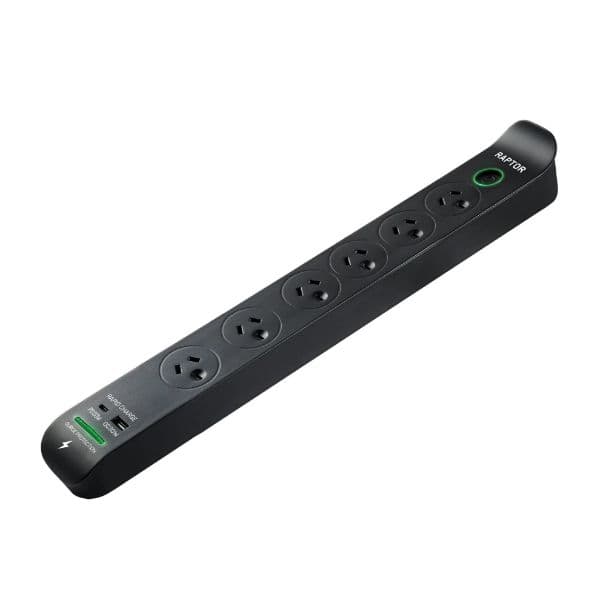 Jackson Raptor Master Switched 6 Way Surge Protected Powerboard RAP645
