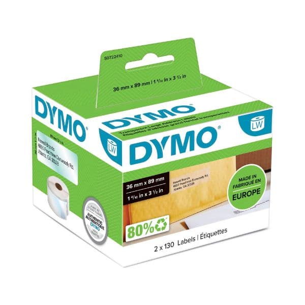 Dymo DYMO Genuine LabelWriter Large Address Labels 36mm x 89mm Clear S0722410