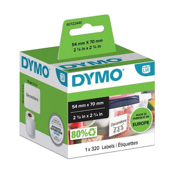 Dymo DYMO Genuine LabelWriter Multi- Purpose Labels, 54mm x 70mm Black S0722440