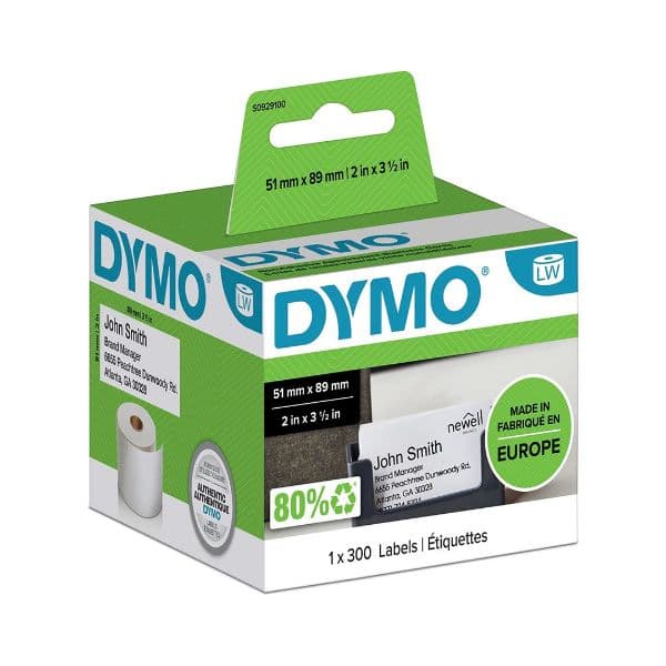 Dymo DYMO Genuine LabelWriter Name Badge Cards, 51mm x 89mm Non Adhesive, S0929100