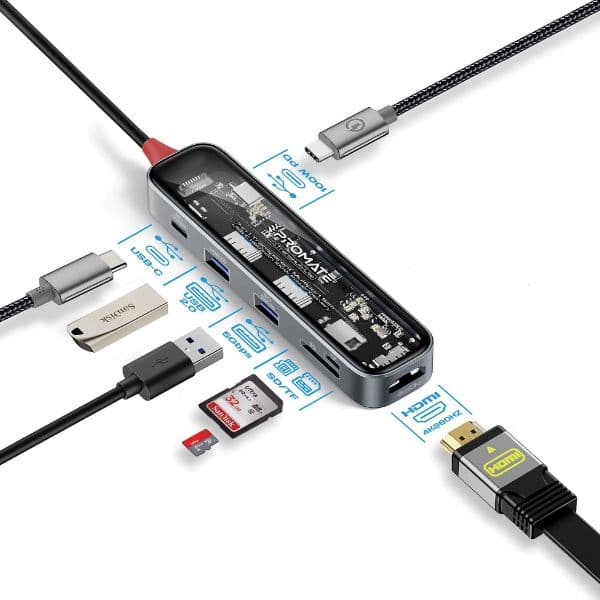 Promate PROMATE 7-in-1 USB Multi-Port Hub with USB-C Connector with 4K HDMI TRANSHUB-LITE