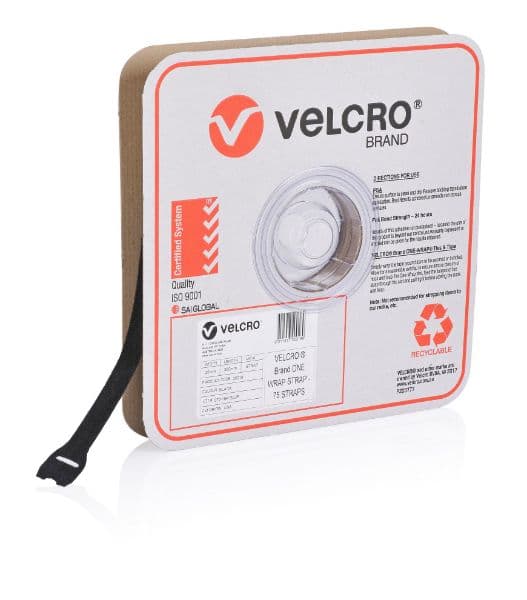Velcro VELCRO One-Wrap 25mm x 300mm Pre-sized Ties. 75 Ties per Roll. VEL20016