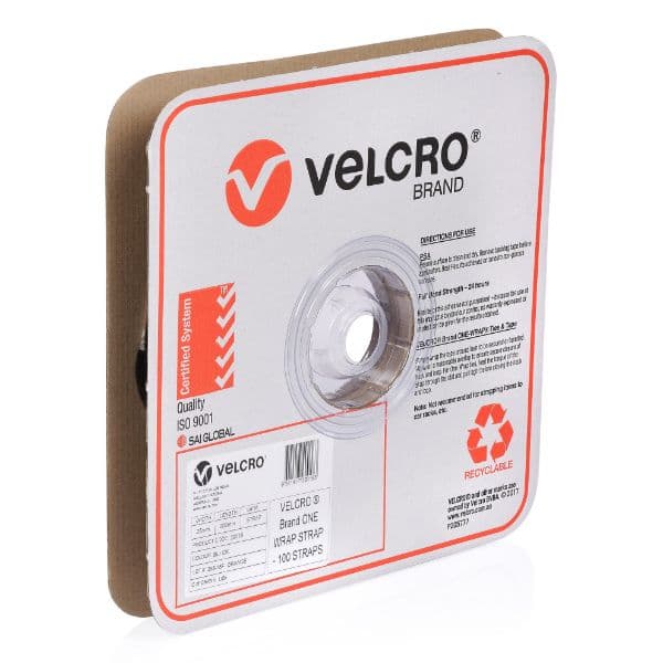 Velcro VELCRO One-Wrap 25mm x 200mm Pre-sized Ties. 100 Ties per Roll. VEL20018