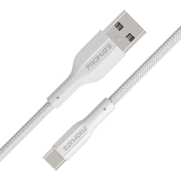 PROMATE 2M USB-A To USB-C Super Flexible Cable. Supports 2A Charging & 480Mbps Data XCORD-AC200-WHT