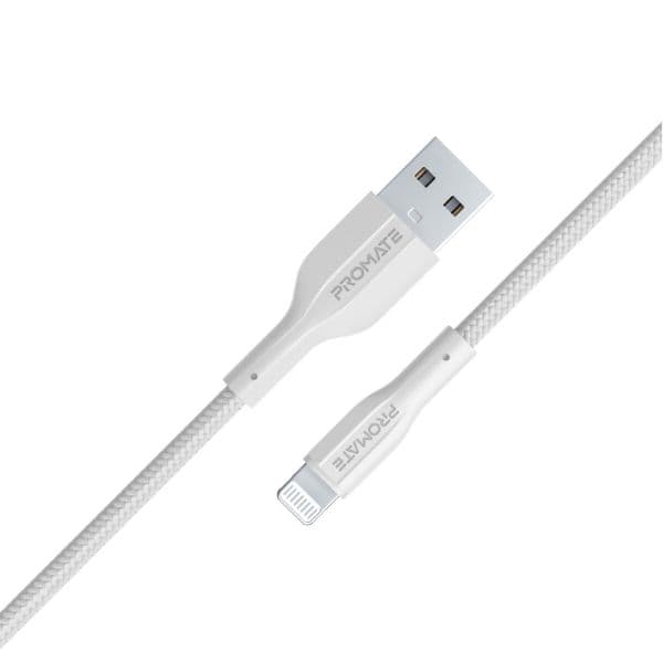PROMATE 2M USB-A To Lightning Connector Super Flexible Cable Supports 2A Charging & 480Mbps XCORD-AI200-WHT