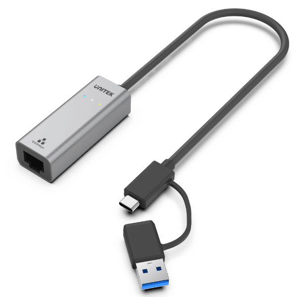 Unitek UNITEK USB to Gig Ethernet Adapter with 2-in-1 Connectors (USB-C & Y-3465A