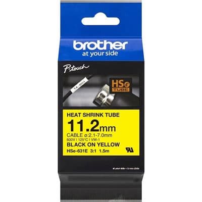 Brother Brother HSE631E 11.2mm x 1.5m Black on Yellow Heat Shrink Tape HSE631E