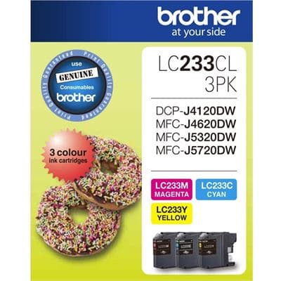 Brother Brother LC233CL3PK CMY Colour Ink Cartridges (Triple Pack) LC233CL3PK