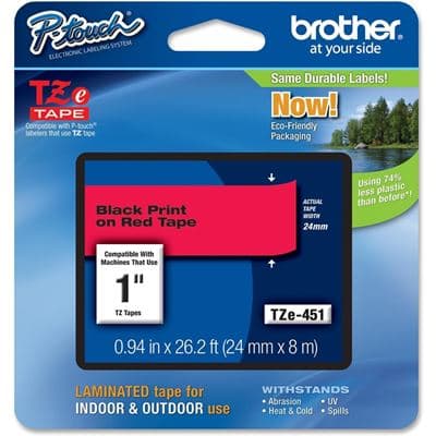 Brother Brother TZe-451 24mm x 8m Black on Red Tape TZE451