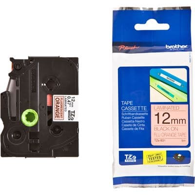 Brother Brother TZe-B31 12mm x 8m Black on Fluro Orange Tape TZEB31