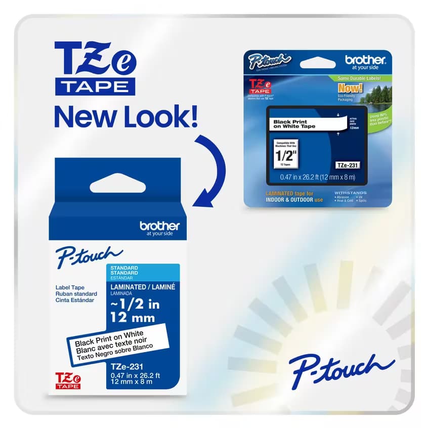 Brother Brother TZe-FX251 24mm x 8m Black on White Flexi ID Tape TZEFX251