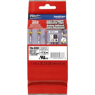 Brother Brother TZe-S261 36mm x 8m Extra Strength Black on White Tape TZES261