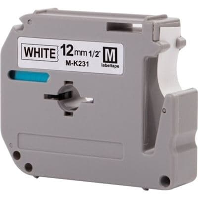 Brother Brother MK-231 12mm x 8m Black on White M Label Tape MK231