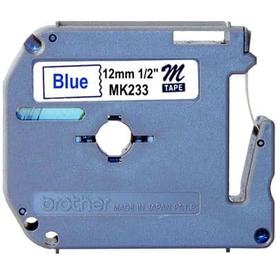 Brother Brother MK-233 12mm x 8m Blue on White M Label Tape MK233