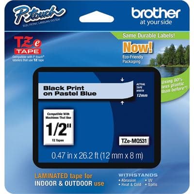Brother Brother TZe-MQ531 12mm x 4m Black on Pastel Blue Tape TZEMQ531