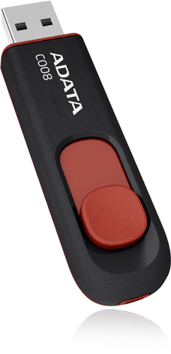 Adata ADATA C008 Retractable USB 2.0 32GB Black/RedFlash Drive FP313-R32