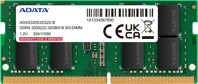 Adata ADATA 32GB DDR4-3200 2048x8 SODIMM Lifetime wty NB2429