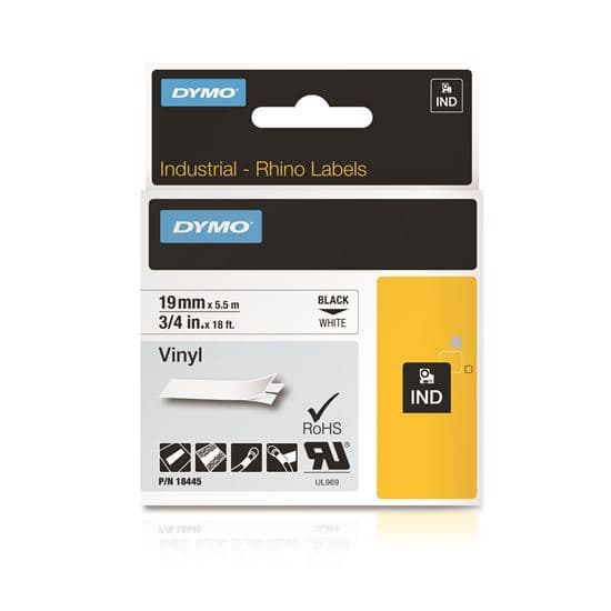 Dymo DymoRhino Blk on Wt 19mm Tape DY18445