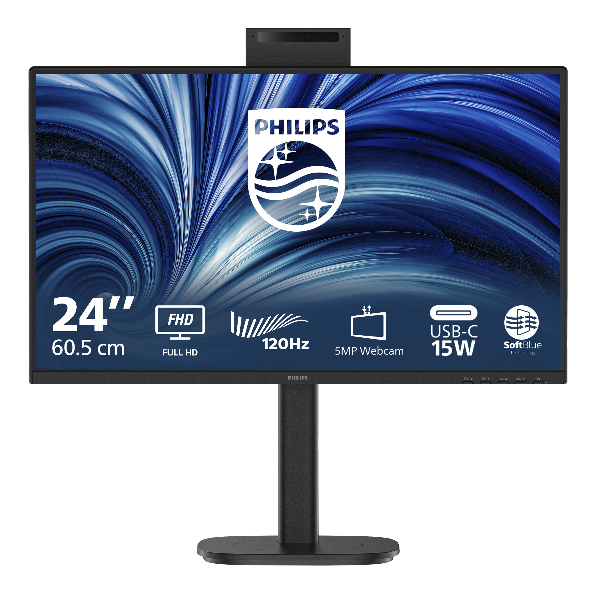 PHILIPS 24B2N3200JH/75 24" 16:9 1080P FHD IPS LED 120HZ,4MS,VGA,HDMI,DP,H/ADJ,CAM,SPKR,4YR thumbnail 1