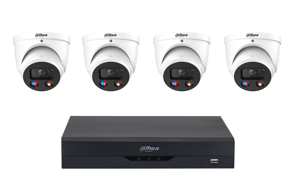 8 Channel AI - 4 x DH-IPC-HDW3849H-AS-PV-ANZ-S2 Camera Active Deterrence Fixed-focal Eyeball Kit (Dahua) (6TB) — Dahua — CCTV Kits